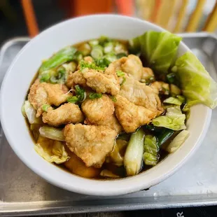 Chicken and vegetable udon