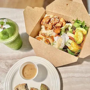 Chicken plate ($15) and mint lemonade ($6)