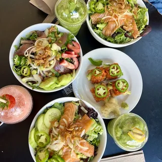 Garlic Salmon Sashimi Salad