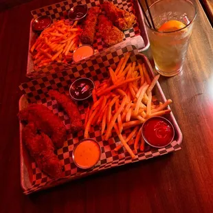 chicken tenders and Long Island iced tea