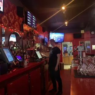 Bartender following COVID guidelines