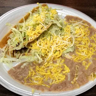 #9: Two Crispy Chicken Tacos , No Rice, Double Beans