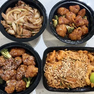 four bowls of food
