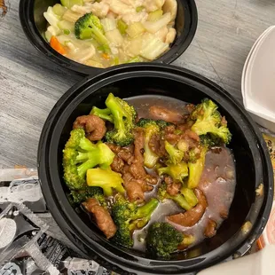 Broccoli beef and chicken &amp;Mixed Vegetables