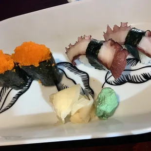 Octopus sushi and Flying Fish Roe
