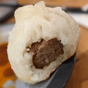 Pan fried buns - close up inside