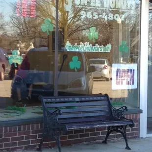 Yum-Ee Donuts store front (sorry for reflection - couldn&apos;t get a good shot at the time of day we were there)