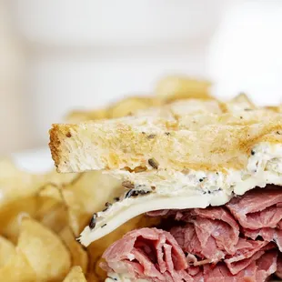 Try our reuben sandwich served with house made chips at yum! St. Paul.