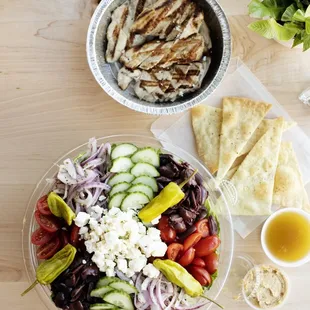 Greek salad available for takeout at yum! St. Paul