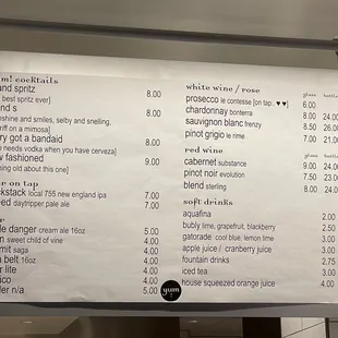 Cocktails, wines, and other drinks