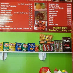 menu and prices