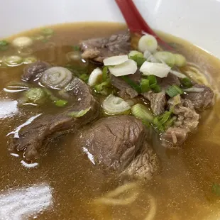 Stewed Beef Shank 3/5 Meat is tender but very small portion of meat.... lots of noodles tho