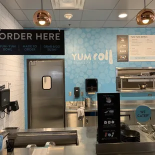 the counter area of a restaurant