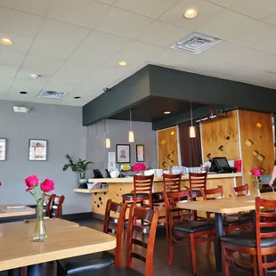 a woman in a restaurant setting
