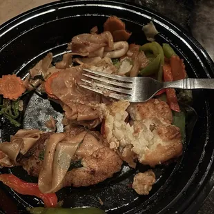 Drunken Noodles with fish