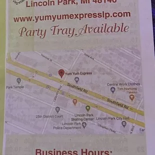 Address , phone number , hours