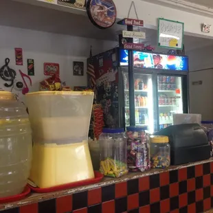 the counter of a restaurant