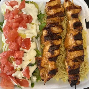 Chicken kebab platter - cooked to order, and very tender and juicy