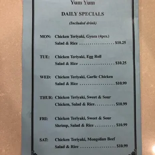 Updated Menu