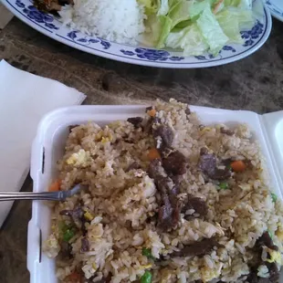 Beef fried rice and chicken teryaki