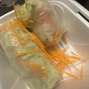 two rolls of lettuce and cheese