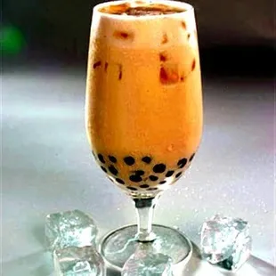 a glass of bubble tea