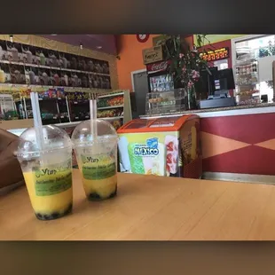 Mango and Orange Slush with Boba