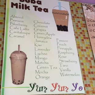 Wonderful selection of milk teas!!