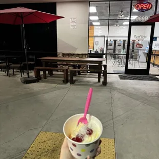 Outside of yum yum yogurt
