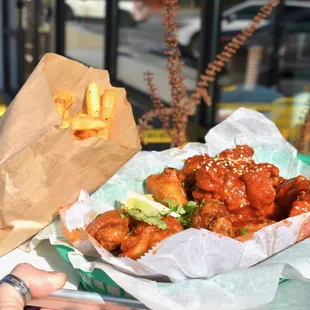 chicken wings and fried chicken, food