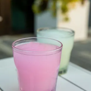 two glasses on a table