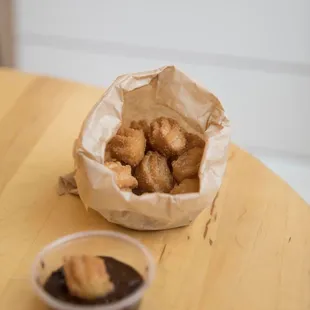  bag of fried food on a table