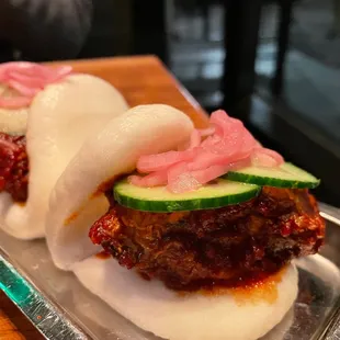 Firecracker chicken bao buns