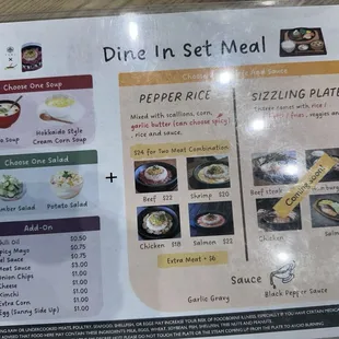 sushi and sashimi, menu