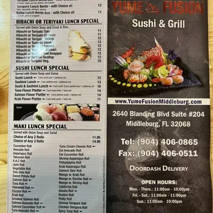 the menu and prices