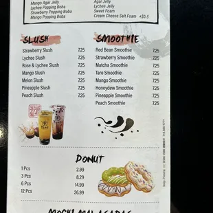 Photo of menu