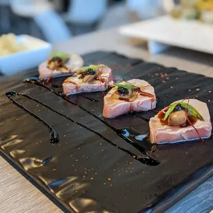 Black and Bleu with Pink Tuna