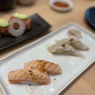 Seared salmon with truffle oil