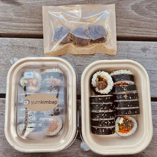 Beef Bulgogi Kimbap Veggie Kimbap Chocolate Mochi with Nutella filling (3 mochi)