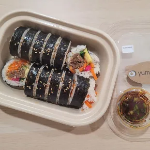 beef kimbap with house special soy sesame