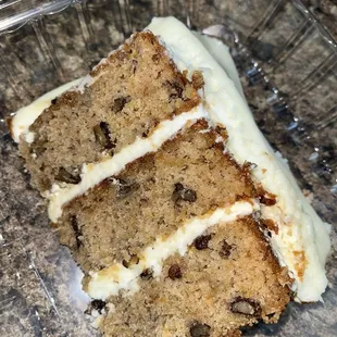 Slice of humming bird cake