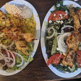 Chicken kebab plate and kale salad w/ chicken