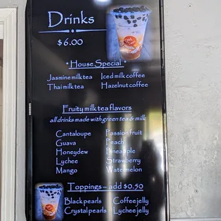 Drinks menu
