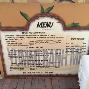 menu