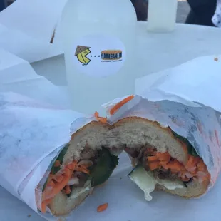 Pork banh mi and Vietnamese limeade.
