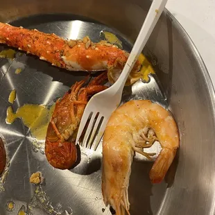 Shrimp w/head on &amp; fork for scale
