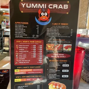 Back side of menu