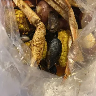 This was crab legs mussels crawfish