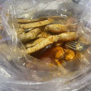Cajun sauce, 1/2 lb. Shrimp and 1lb 1 Lb Snow Crab Legs