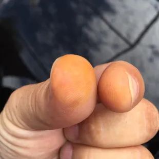 So much food coloring my fingers turned orange